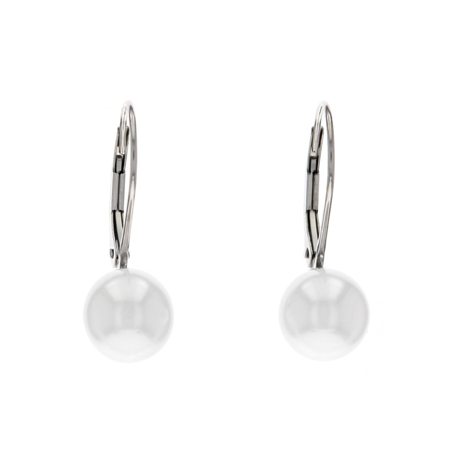 Jewelry Josephs Jewelers Home | 14K Gold Leverback Akoya Pearl Earrings White