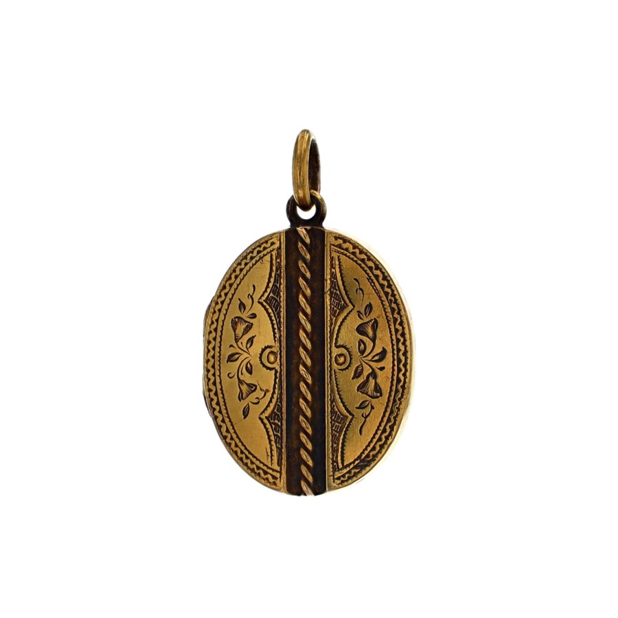 Jewelry Josephs Jewelers Home | Estate 12K Yellow Gold Engraved Rope Locket