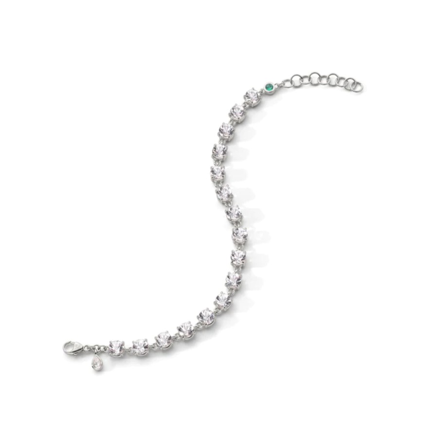 Jewelry Josephs Jewelers Home | Sterling Silver Crystal And Tsavorite Bracelet - Josephs Jewelers White