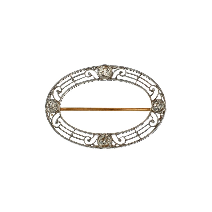 Jewelry Josephs Jewelers Home | Estate Platinum And 14K Gold Edwardian Diamond Brooch White