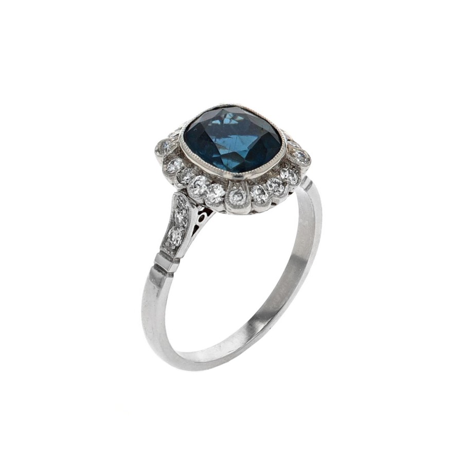 Jewelry Josephs Jewelers Home | Estate Platinum Spinel And Diamond Ring - Josephs Jewelers Blue