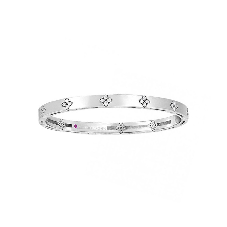 Jewelry Josephs Jewelers Home | 18K Gold Diamond Verona Bangle Bracelet - Josephs Jewelers White