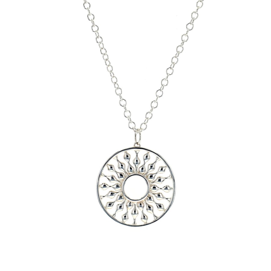 Jewelry Josephs Jewelers Home | Sterling Silver Radial Sun Pendant With Chain - Josephs Jewelers