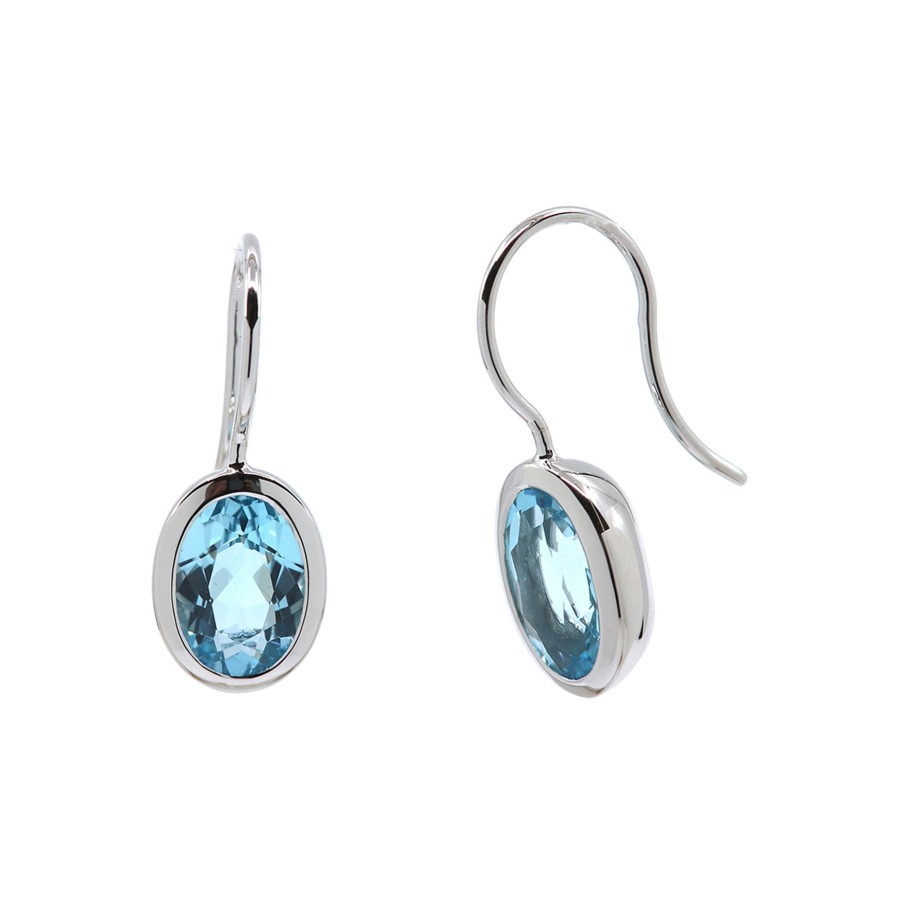 Jewelry Josephs Jewelers Home | Sterling Silver Oval Topaz Earrings Blue