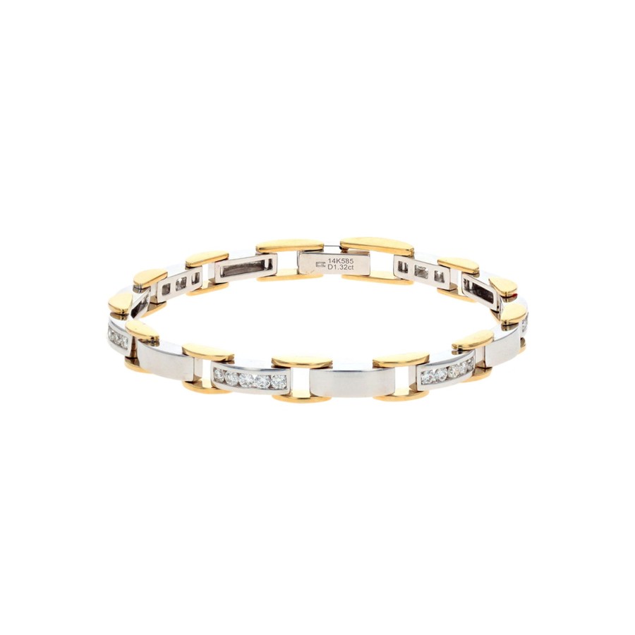 Jewelry Josephs Jewelers Home | 14K Two-Tone 1.26 Carat Diamond Link Bracelet - Josephs Jewelers