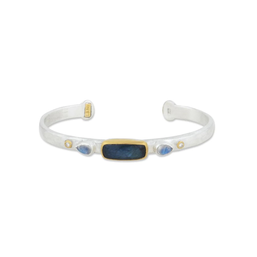 Jewelry Josephs Jewelers Home | Two-Tone Moonstone, Labradorite, And Diamond Cuff Bracelet Multi