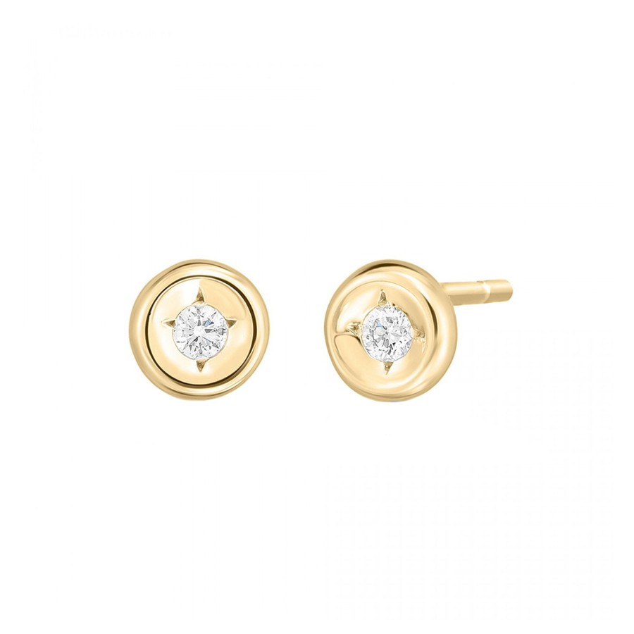 Jewelry Josephs Jewelers Home | 18K Yellow Gold Diamond Circle Stud Earrings White