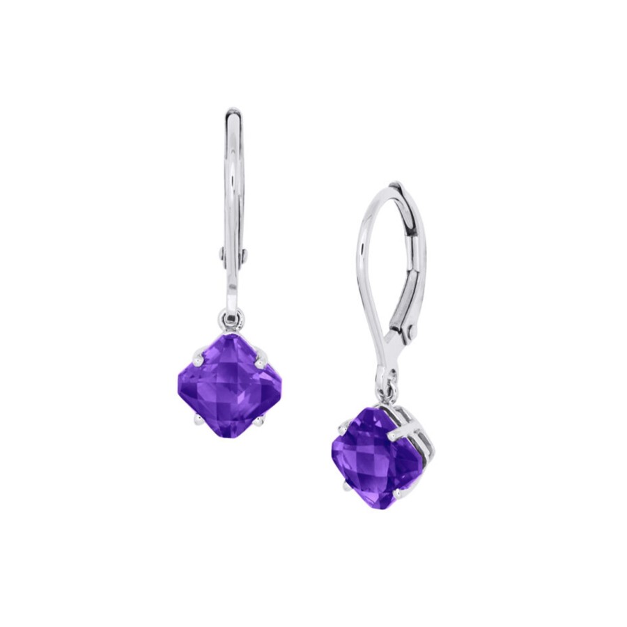 Jewelry Josephs Jewelers Home | 14K White Gold Amethyst Dangle Earrings Purple