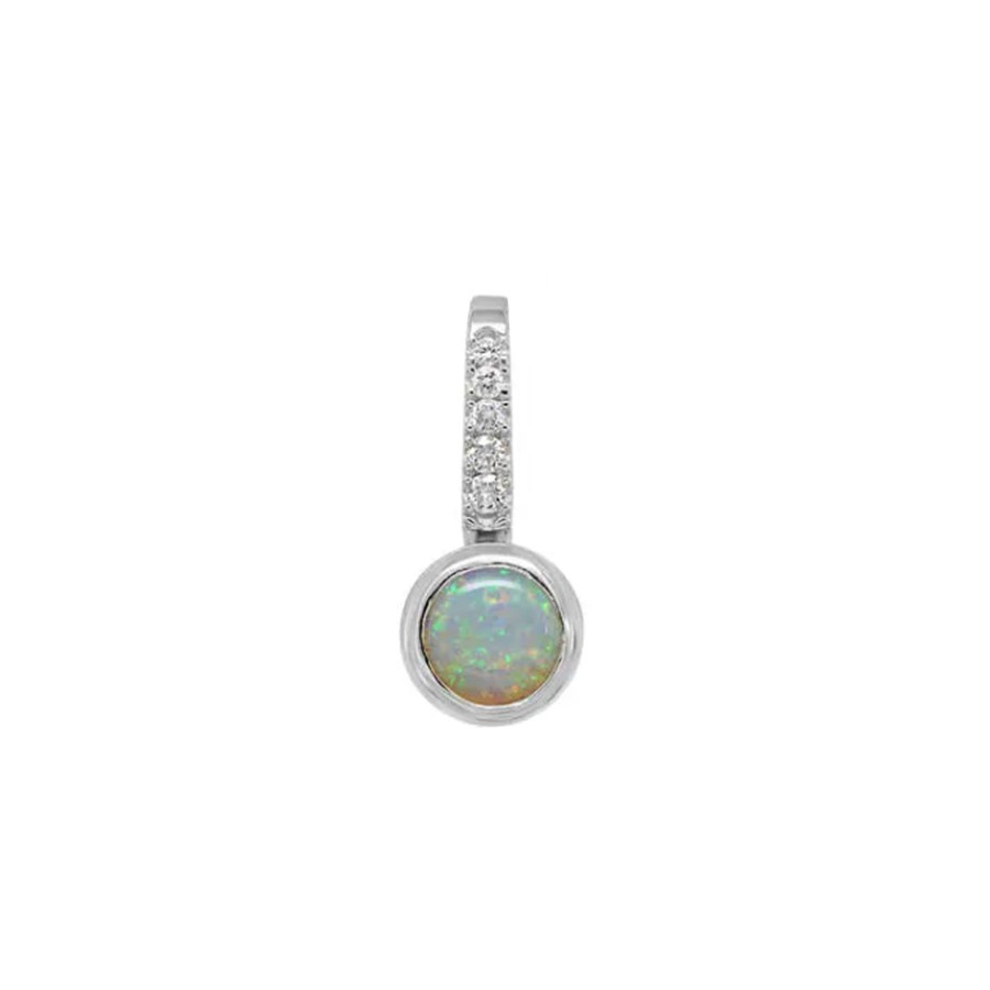 Jewelry Josephs Jewelers Home | 14K White Gold Opal And Diamond Pendant - Josephs Jewelers Multi