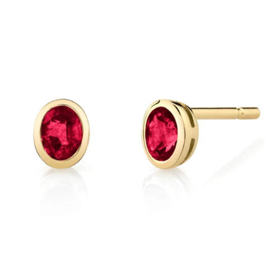 Jewelry Josephs Jewelers Home | 14K Yellow Gold Ruby Earrings - Josephs Jewelers Red