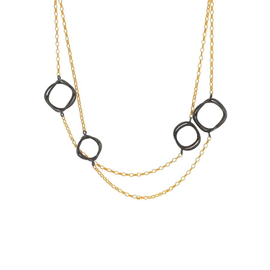 Jewelry Josephs Jewelers Home | Two-Tone Wavy 3D Multi-Circle Necklace