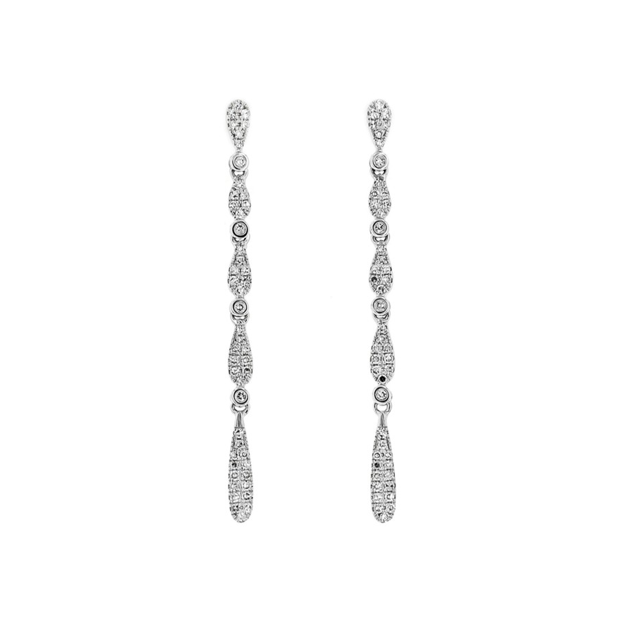 Jewelry Josephs Jewelers Home | 14K Gold Diamond Dangle Earrings White