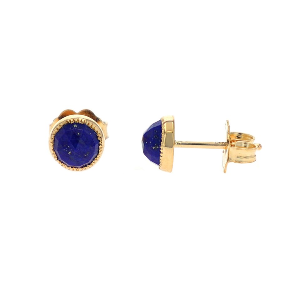 Jewelry Josephs Jewelers Home | 14K Yellow Gold Bezeled Lapis Stud Earrings Blue