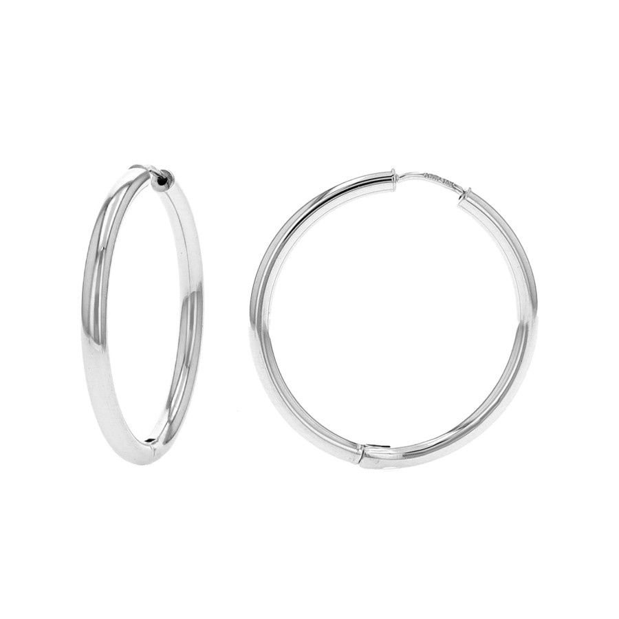 Jewelry Josephs Jewelers Home | 14K White Gold Polished Tube Hoop Earrings