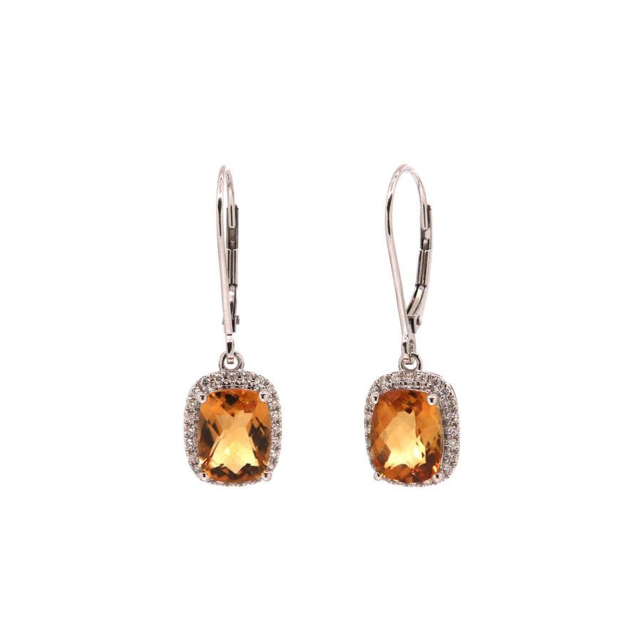 Jewelry Josephs Jewelers Home | 14K White Gold Citrine Dangle Earrings Orange