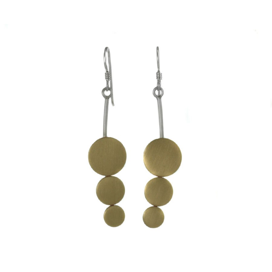 Jewelry Josephs Jewelers Home | Sterling Silver Two-Tone Triple Disc Dangle Earrings