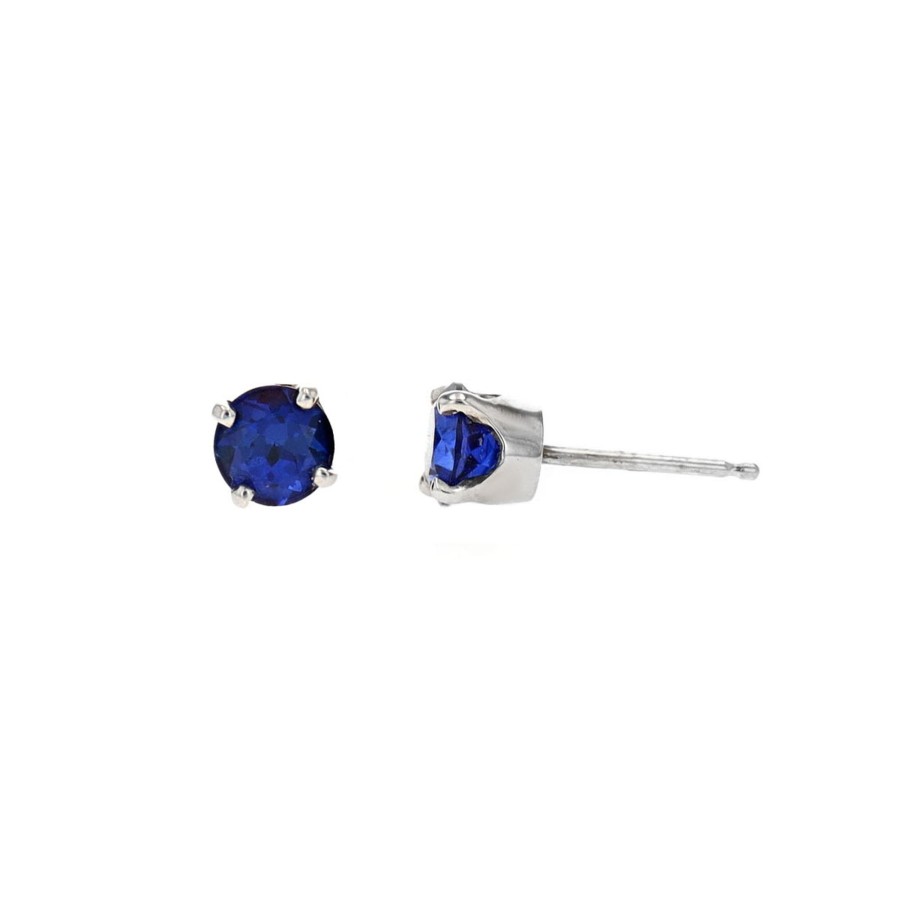 Jewelry Josephs Jewelers Home | 14K White Gold Lab Created Round Sapphire Stud Earrings - Josephs Jewelers Blue