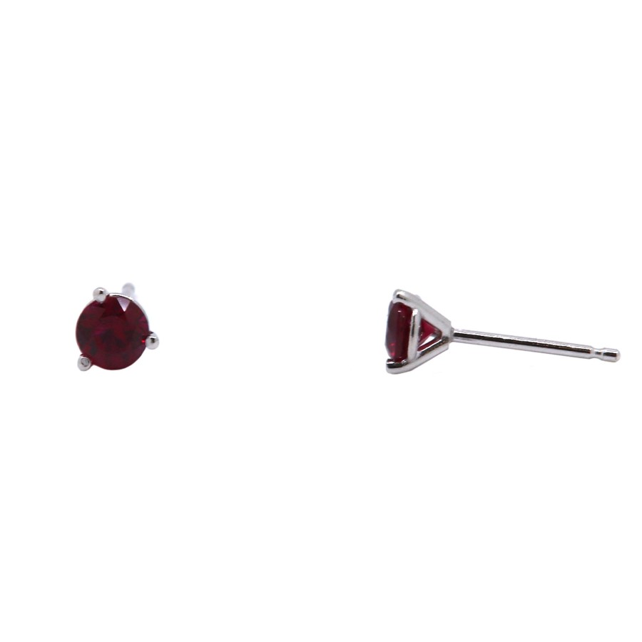 Jewelry Josephs Jewelers Home | 14K White Gold Ruby Stud Earrings Red