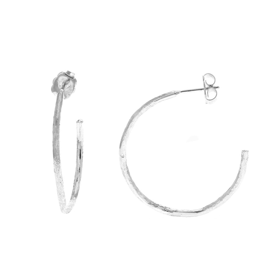 Jewelry Josephs Jewelers Home | Sterling Silver Hammered Hoop Earrings