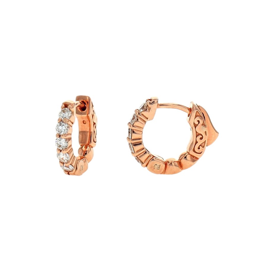 Jewelry Josephs Jewelers Home | 14K Rose Gold Diamond Hoops White