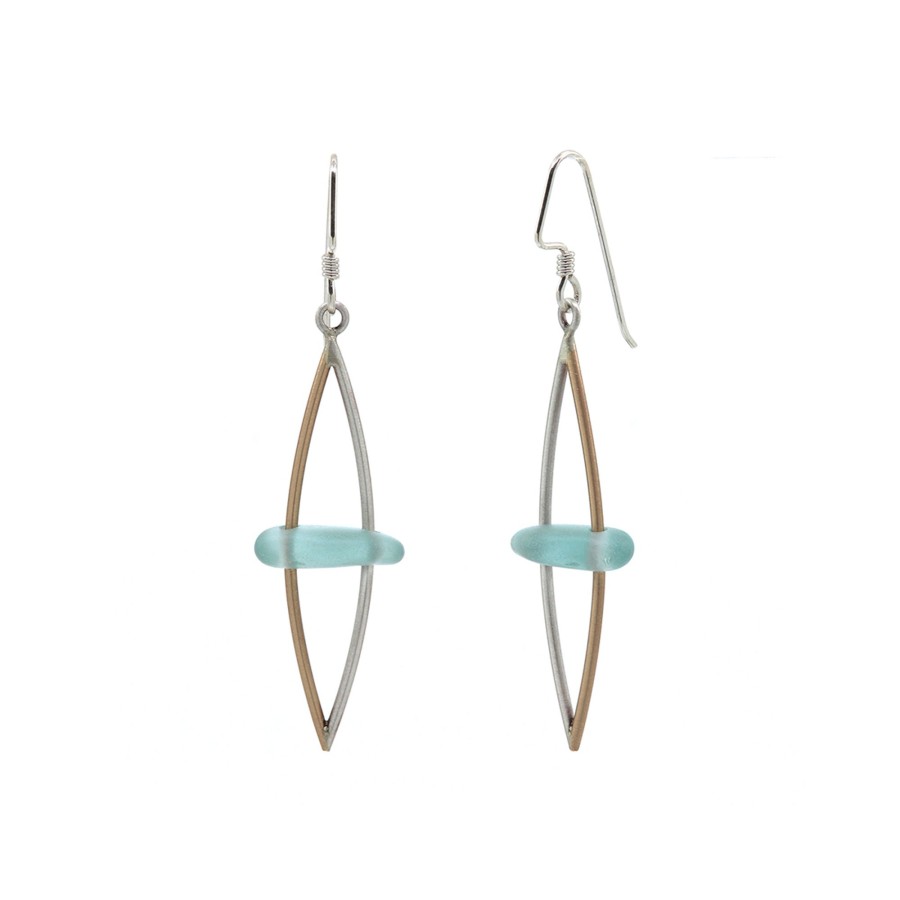 Jewelry Josephs Jewelers Home | Sterling Silver Gold Filled Sea Glass Dangle Earrings Blue