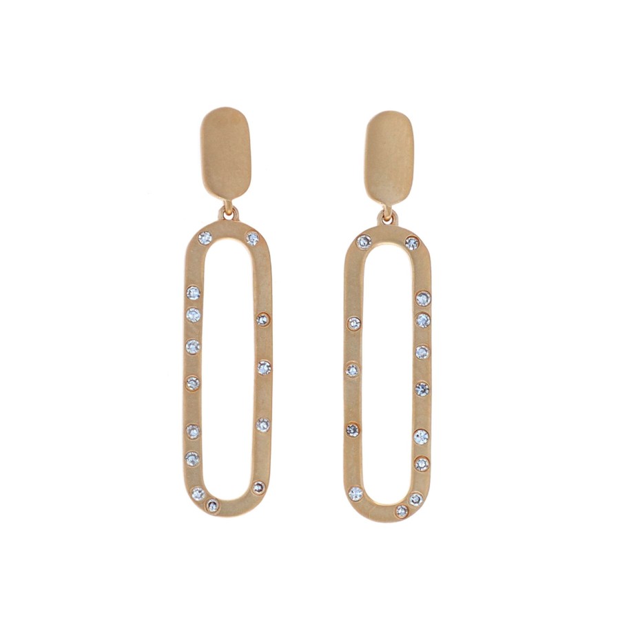 Jewelry Josephs Jewelers Home | 14K Yellow Gold Diamond Paperclip Earrings White