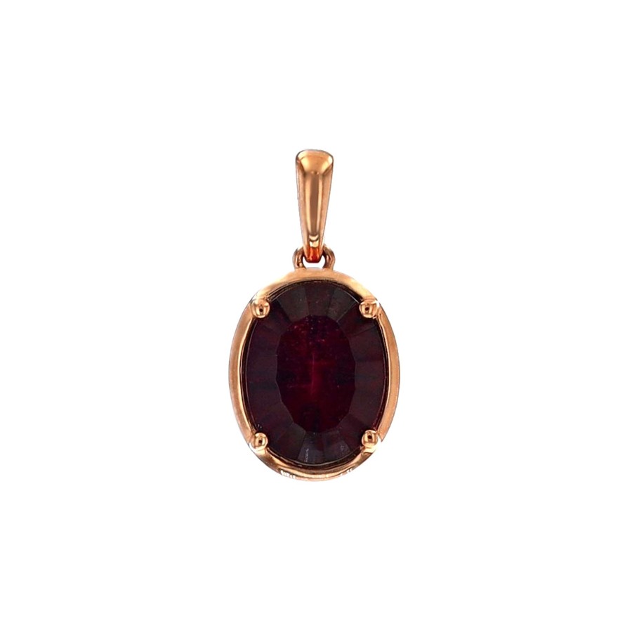 Jewelry Josephs Jewelers Home | 14K Rose Gold Oval Rhodolite Garnet Pendant - Josephs Jewelers Red