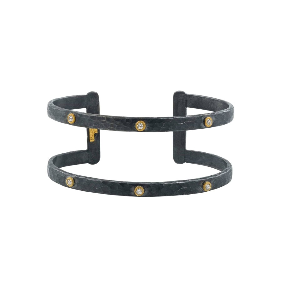 Jewelry Josephs Jewelers Home | Two-Tone Stockholm Diamond Open Cuff Bracelet - Josephs Jewelers Black