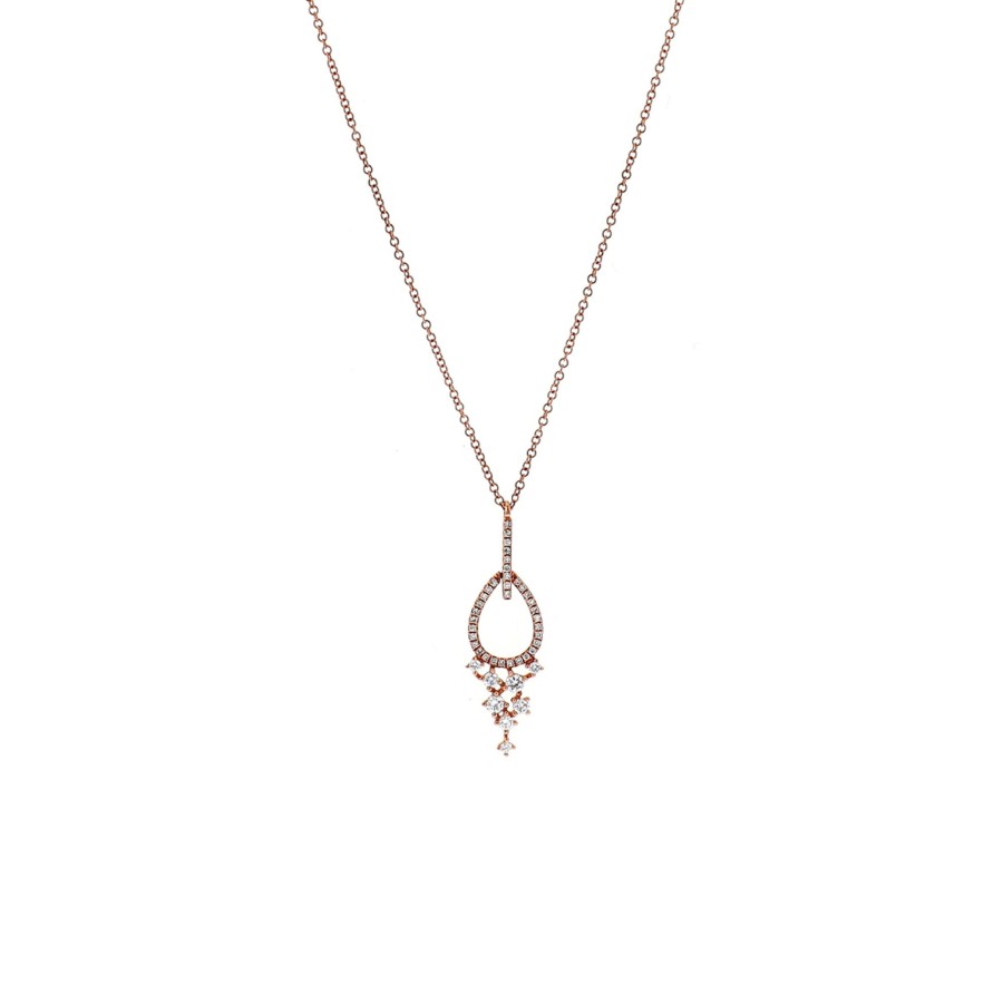 Jewelry Josephs Jewelers Home | 14K Rose Gold Diamond Fashion Pendant With Chain - Josephs Jewelers