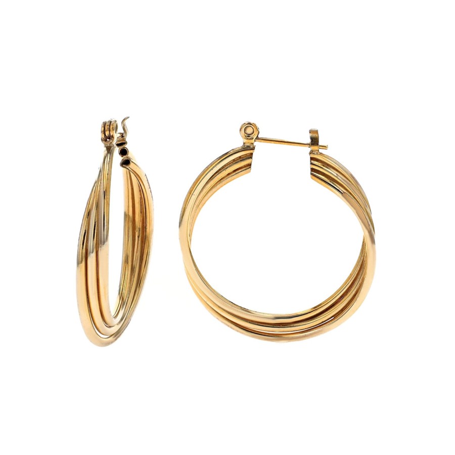 Jewelry Josephs Jewelers Home | Estate 12K Yellow Gold Twist Tube Hoop Earrings - Josephs Jewelers