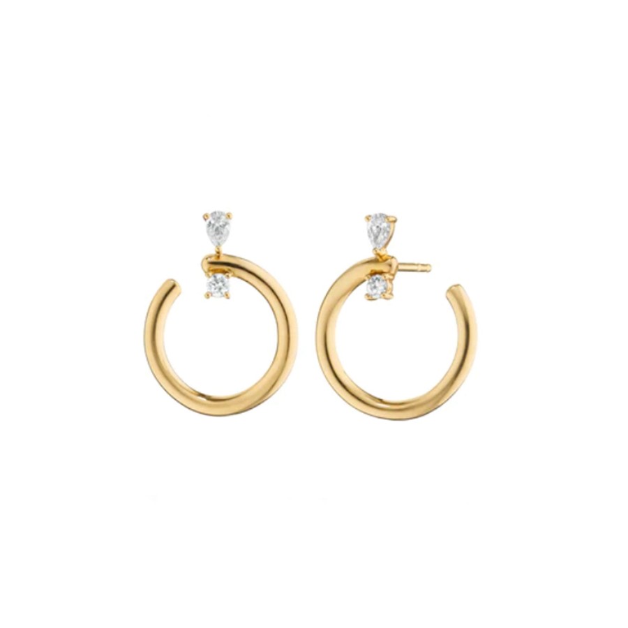 Jewelry Josephs Jewelers Home | 18K Yellow Gold Diamond Open Hoop Earrings - Josephs Jewelers