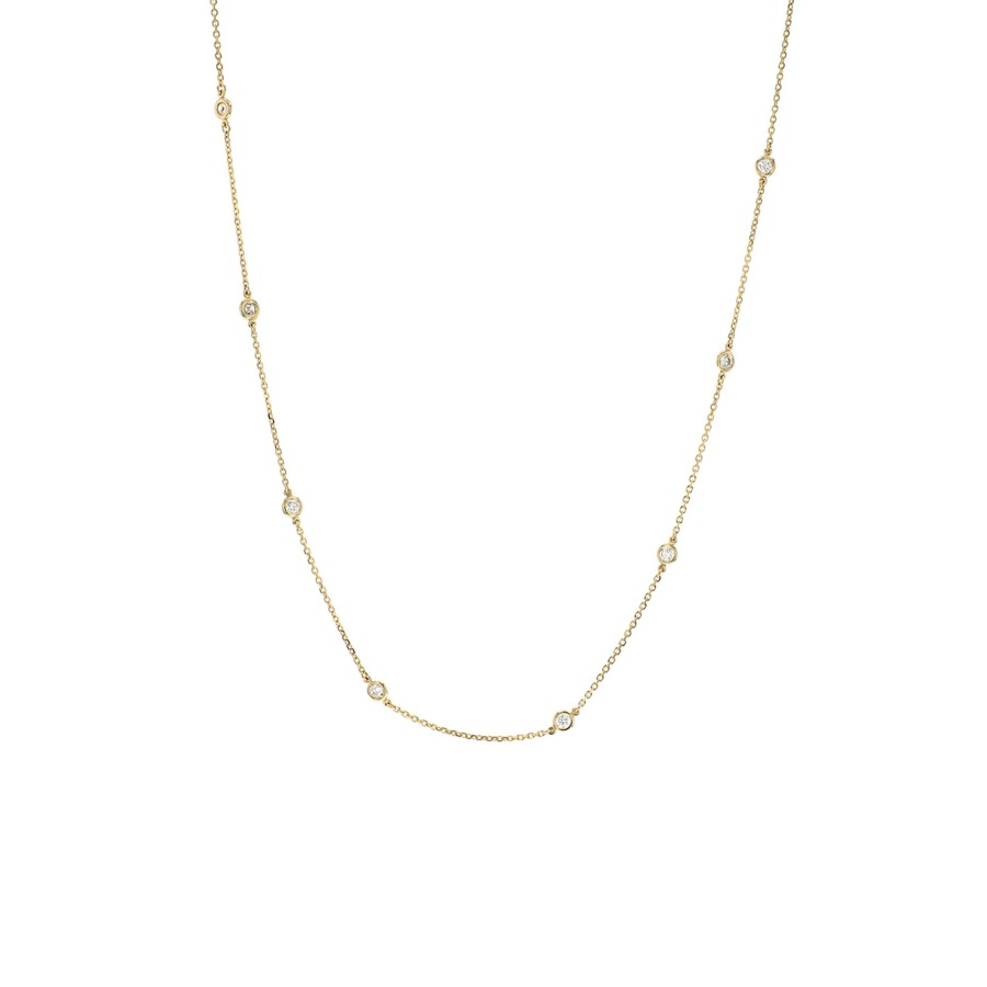 Jewelry Josephs Jewelers Home | 14K Yellow Gold 0.70 Carat Diamond Station Necklace White