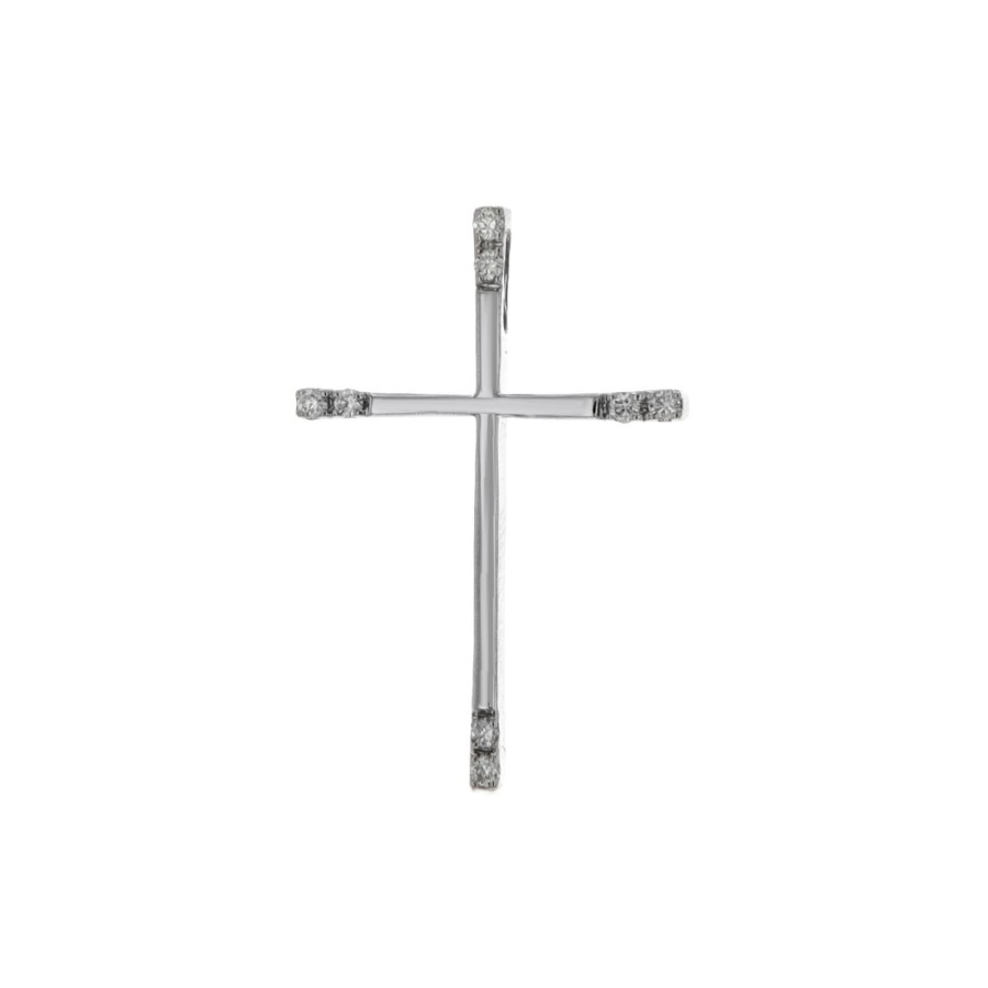 Jewelry Josephs Jewelers Home | 14K Gold Diamond Ends Cross Pendant - Josephs Jewelers White