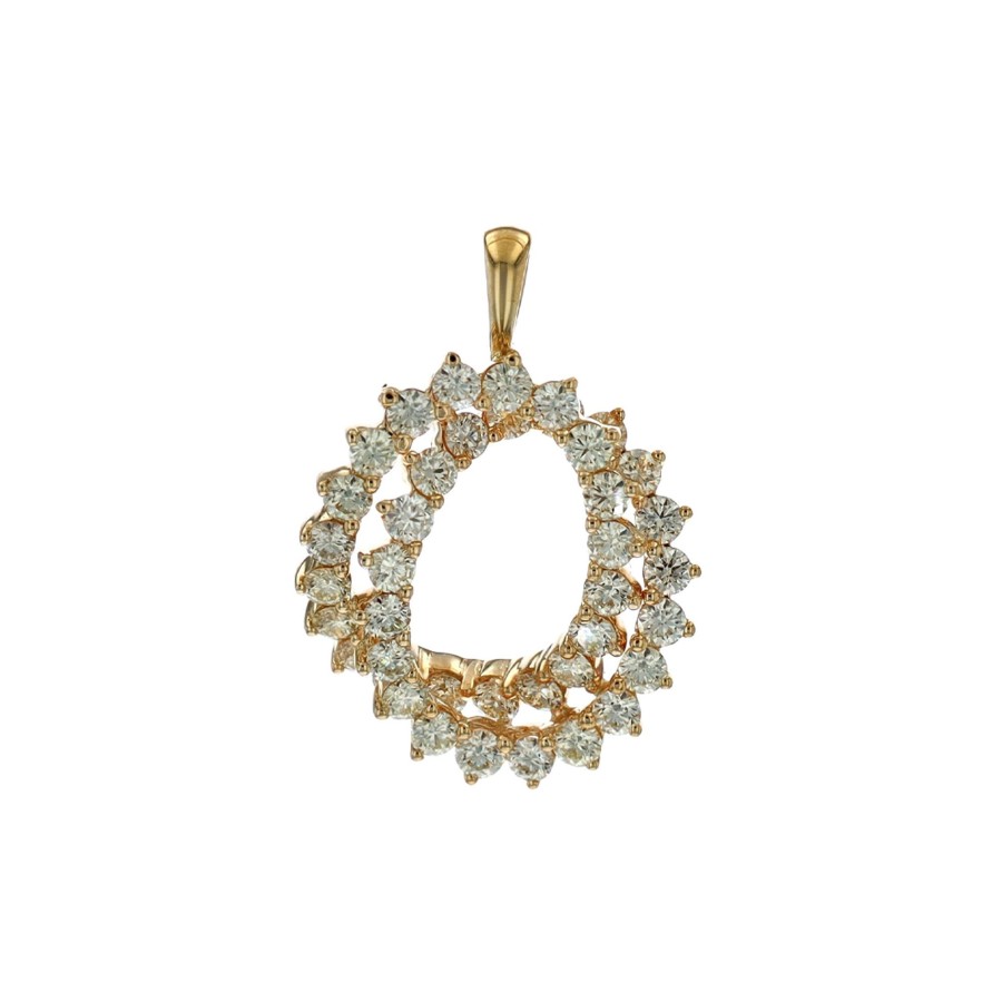 Jewelry Josephs Jewelers Home | Estate 14K Yellow Gold Double Diamond Oval Pendant