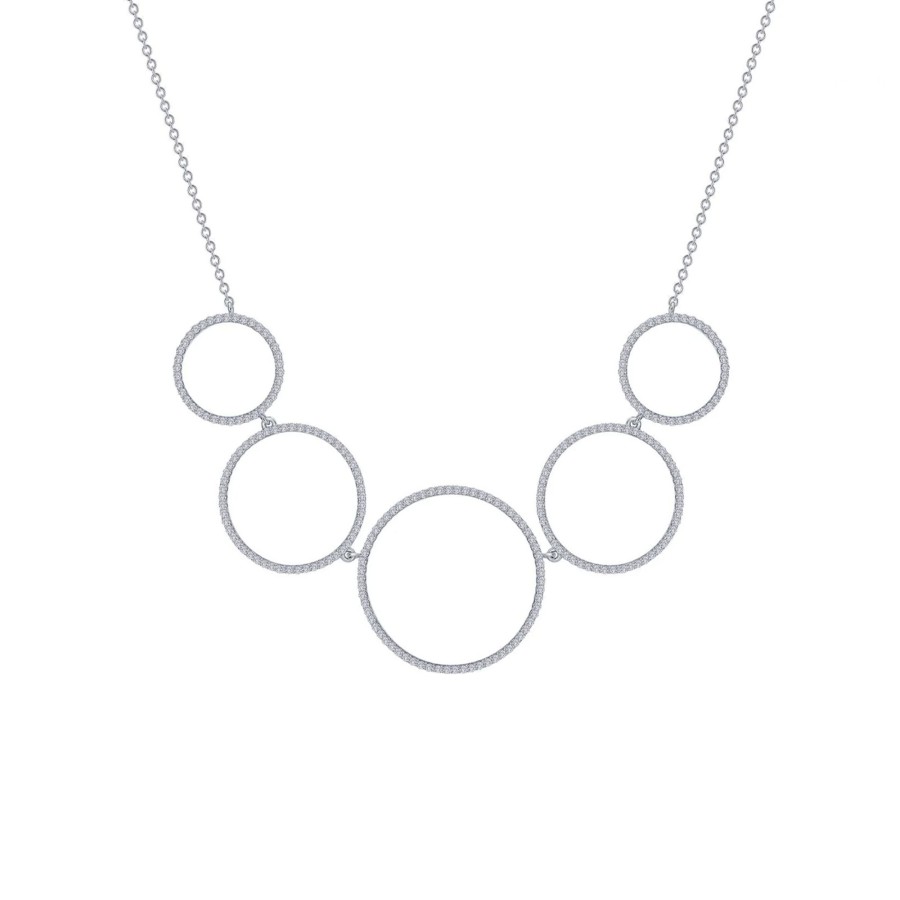 Jewelry Josephs Jewelers Home | Sterling Silver Cubic Zirconia 5-Circle Necklace - Josephs Jewelers White