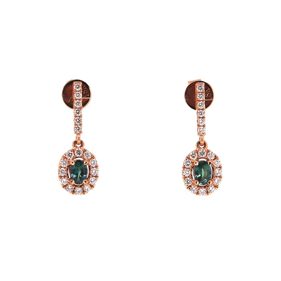 Jewelry Josephs Jewelers Home | 18K Rose Gold Alexandrite And Diamond Earrings Multi