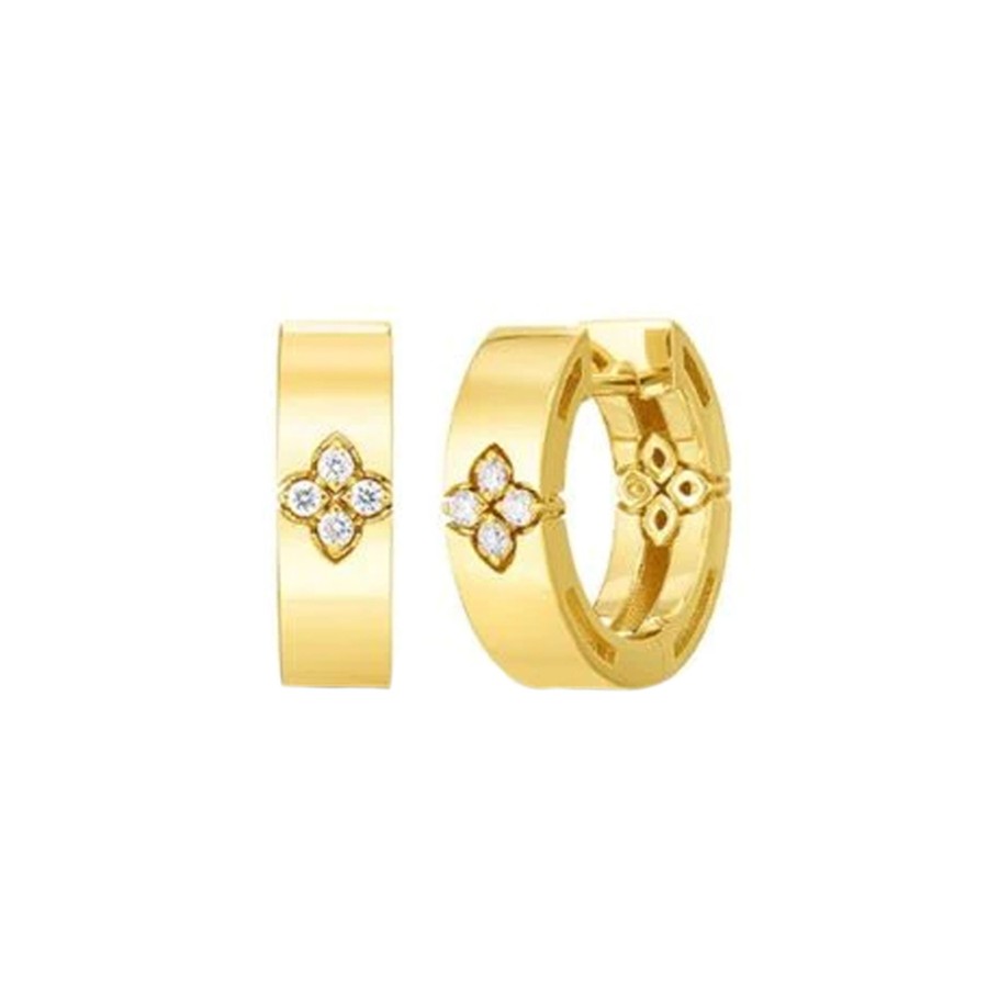 Jewelry Josephs Jewelers Home | 18K Yellow Gold Verona Hoop Earrings White