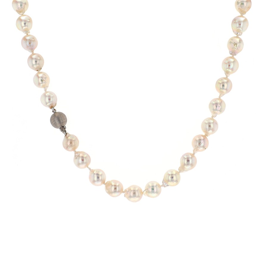 Jewelry Josephs Jewelers Home | Sterling Silver Baroque Akoya Pearl Necklace - Josephs Jewelers White