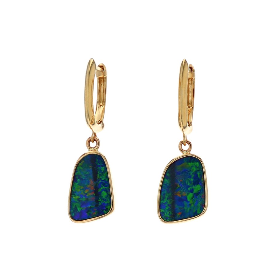 Jewelry Josephs Jewelers Home | 14K Yellow Gold Opal Doublet Dangle Earrings - Josephs Jewelers Multi