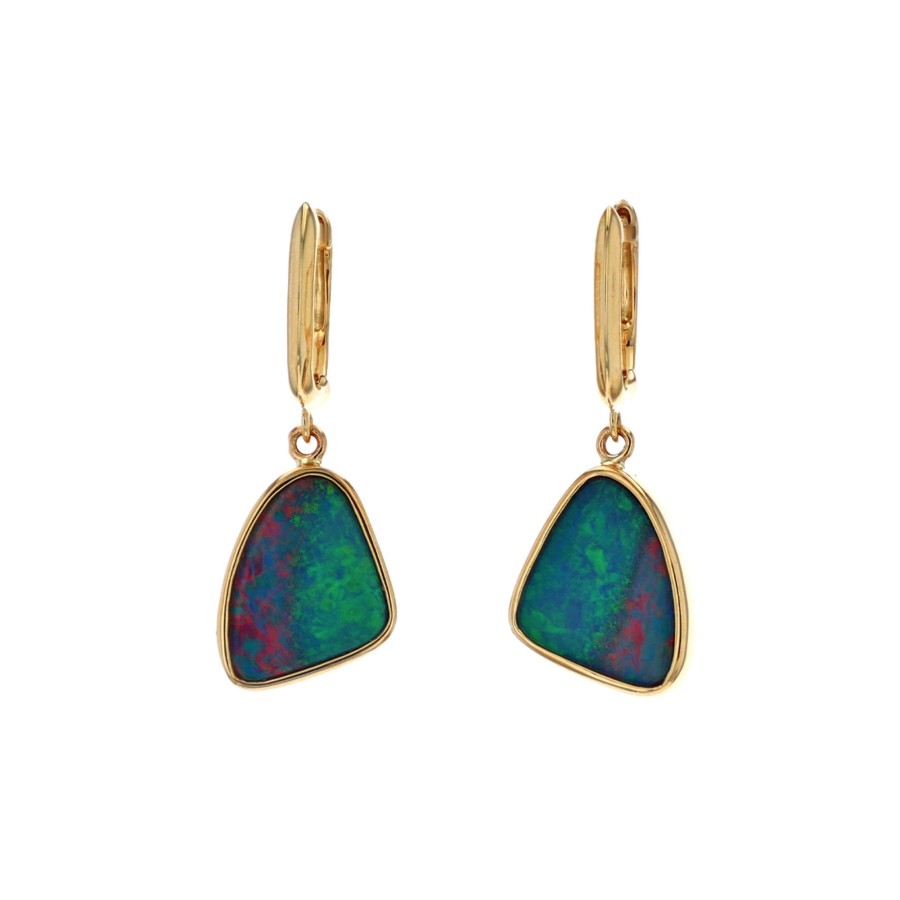 Jewelry Josephs Jewelers Home | 14K Yellow Gold Opal Doublet Dangle Earrings - Josephs Jewelers Multi