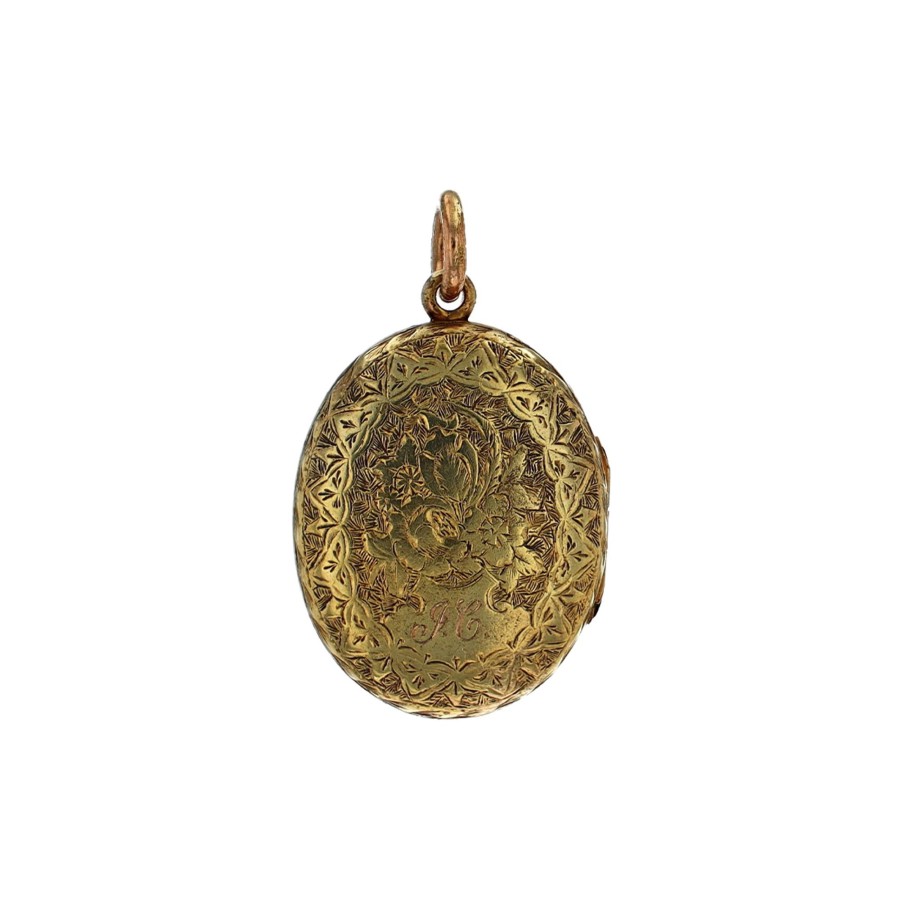 Jewelry Josephs Jewelers Home | Estate 15K Yellow Gold Engraved "J.C." Locket