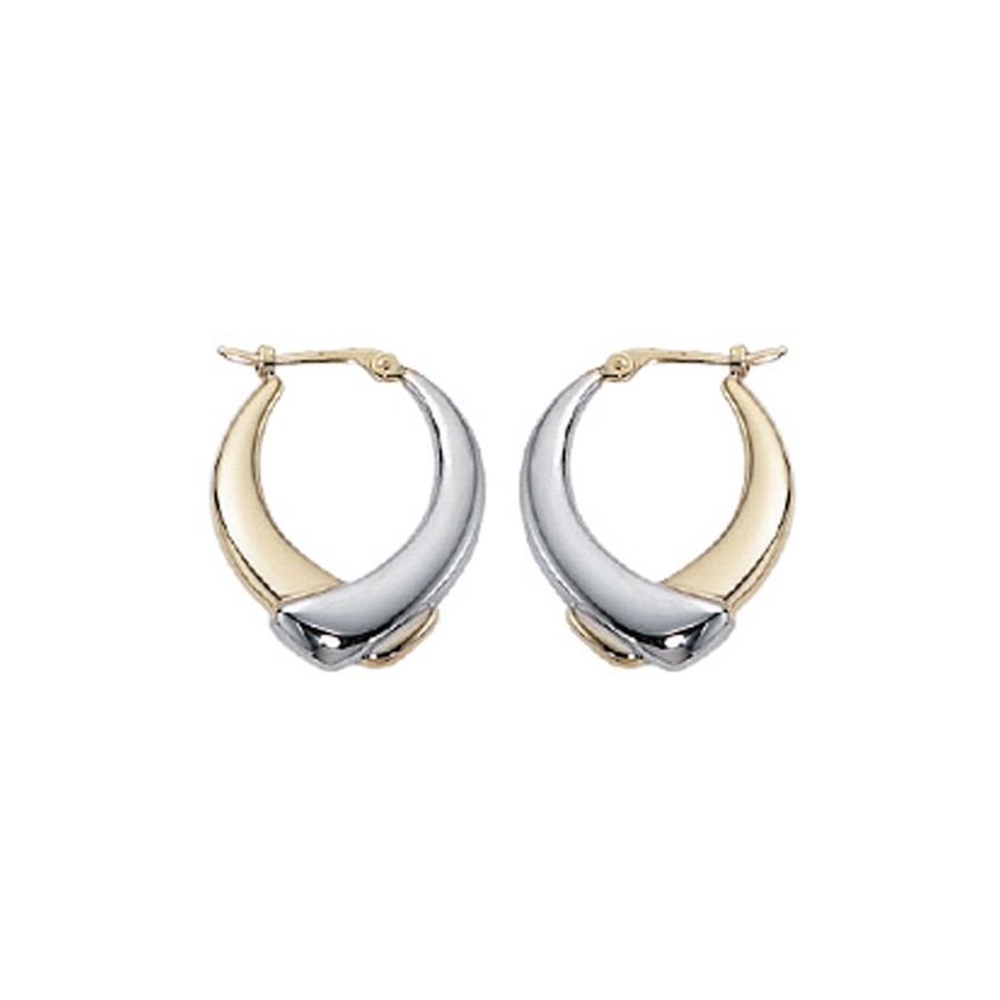 Jewelry Josephs Jewelers Home | 14K Two-Tone Medium Polished Crossed Hoop Earrings - Josephs Jewelers