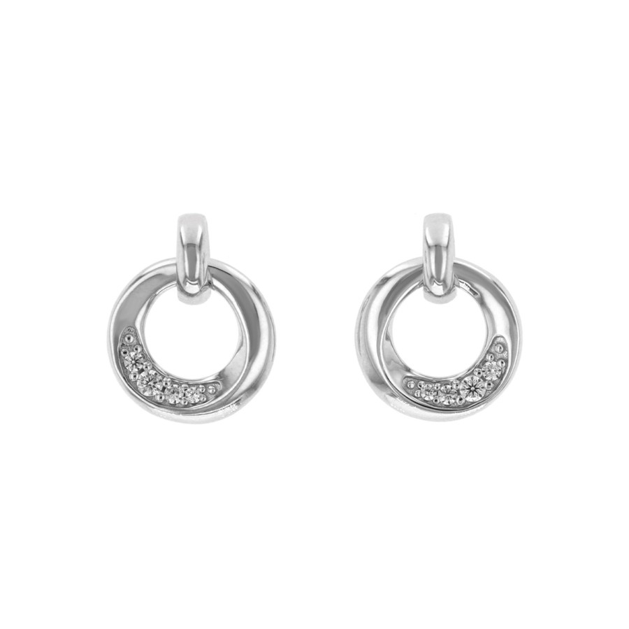 Jewelry Josephs Jewelers Home | Sterling Silver Cirque Pave Cubic Zirconia Earrings - Josephs Jewelers White