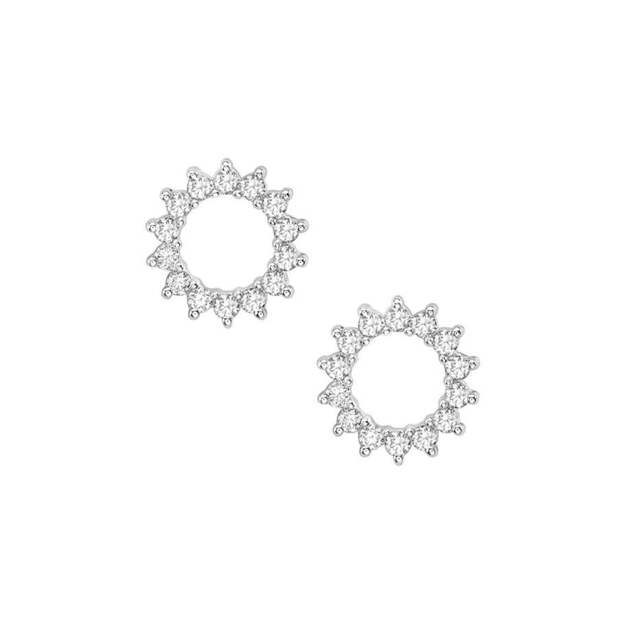 Jewelry Josephs Jewelers Home | 14K Gold Diamond Circle Earrings White