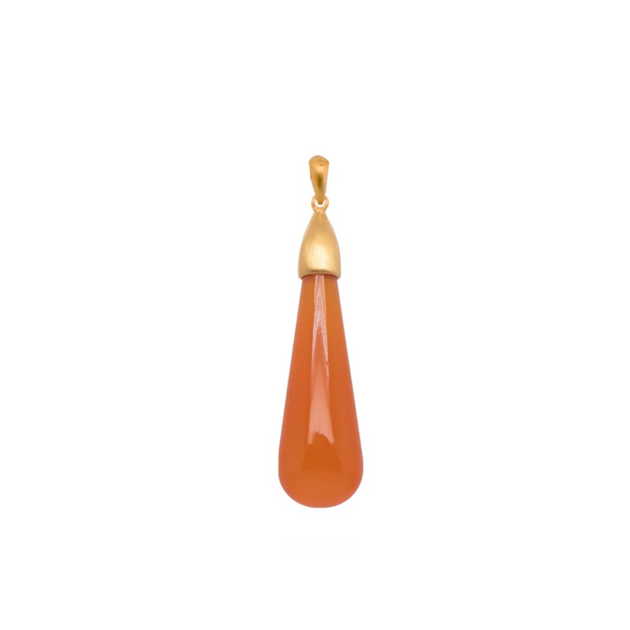 Jewelry Josephs Jewelers Home | Gold Plated Sterling Silver Red Onyx Drop Pendant - Josephs Jewelers Orange