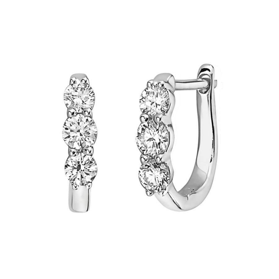 Jewelry Josephs Jewelers Home | 14K Gold Diamond U-Hoop Earrings White