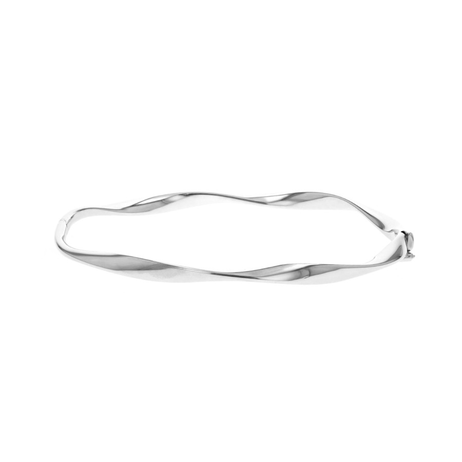 Jewelry Josephs Jewelers Home | 14K White Gold Twist Tube Bangle Bracelet