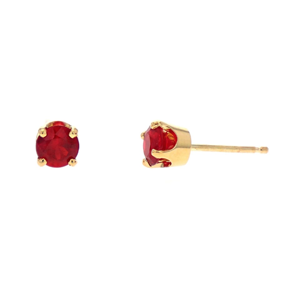 Jewelry Josephs Jewelers Home | 14K Yellow Gold Ruby Stud Earrings Red