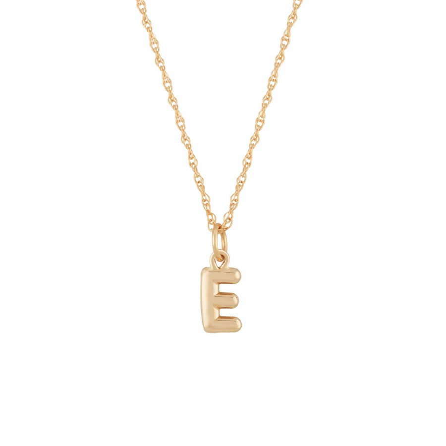 Jewelry Josephs Jewelers Home | 14K Yellow Gold Letter "E" Pendant With Chain