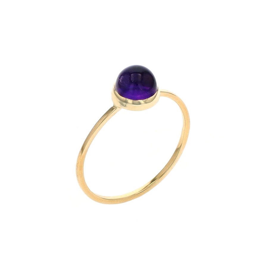 Jewelry Josephs Jewelers Home | Estate 14K Yellow Gold Cabochon Amethyst Ring Purple